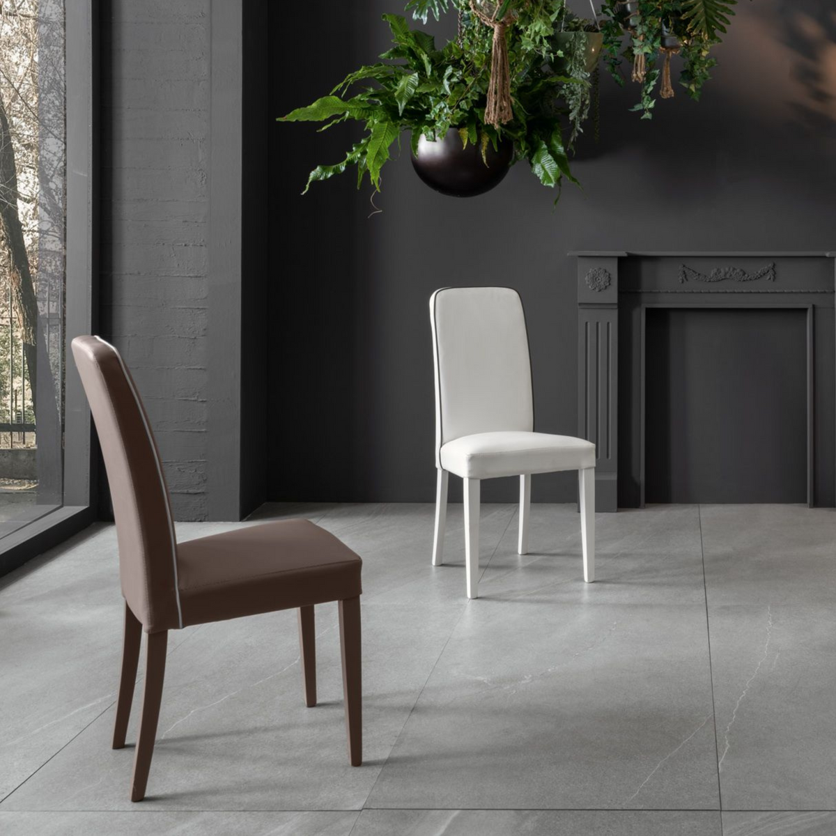 Set di sedie imbottite da soggiorno "Gardenia" moderne in similpelle cm 46x59 99h