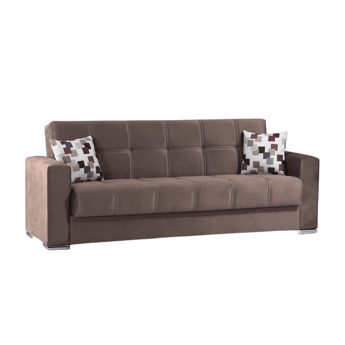 Divano letto 3 posti contenitore "Alba" in tessuto con piedi cromati cm 226x85 92h - MondoViro