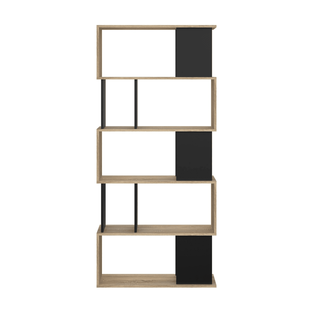 Libreria moderna alta a giorno "Maze" 5 ripiani in legno da soggiorno cm 80x29,5 173,5h - MondoViro