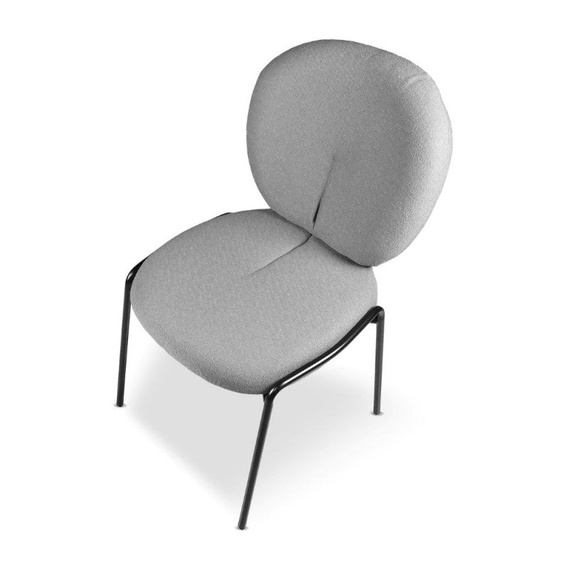 Set di sedie da pranzo "Sirio" imbottite in tessuto Teddy con gambe in metallo nere cm 53x39 94h - MondoViro