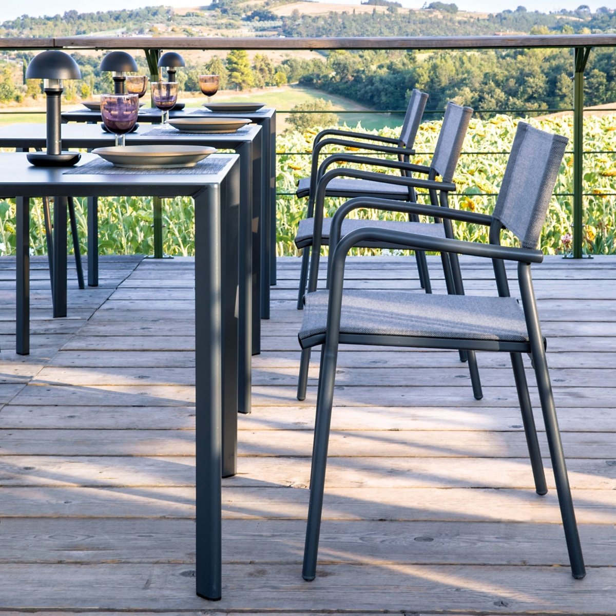 Set di sedie con seduta e schienale in telo "Emma" da giardino impilabili cm 59x56 83h - MondoViro