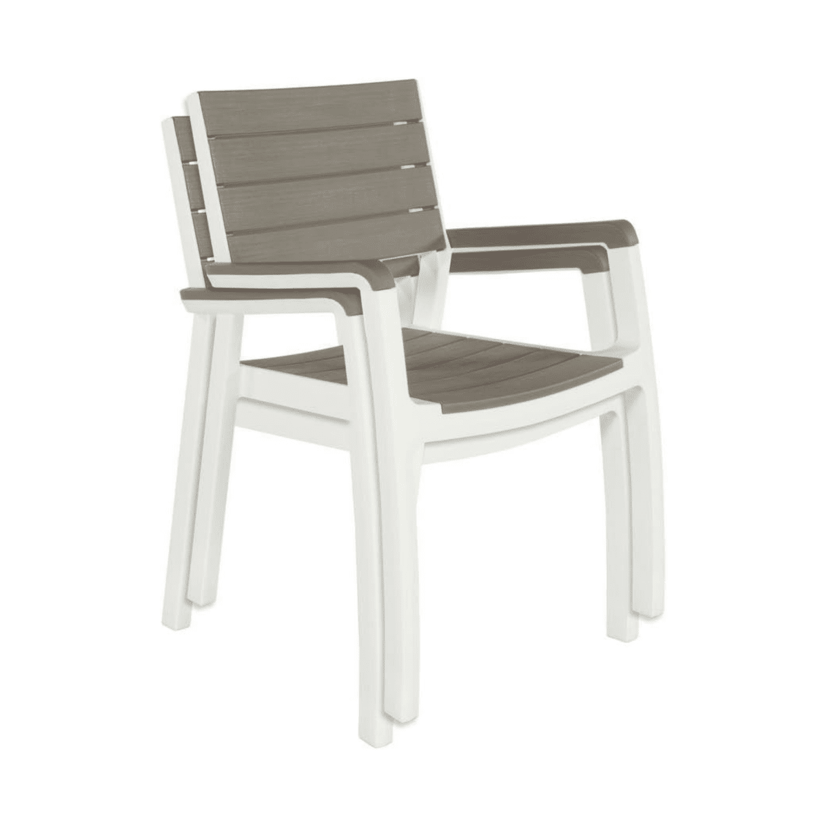 Set di sedie impilabili con braccioli "Harmony" in resina effetto legno da giardino cm 58x58 86h - MondoViro