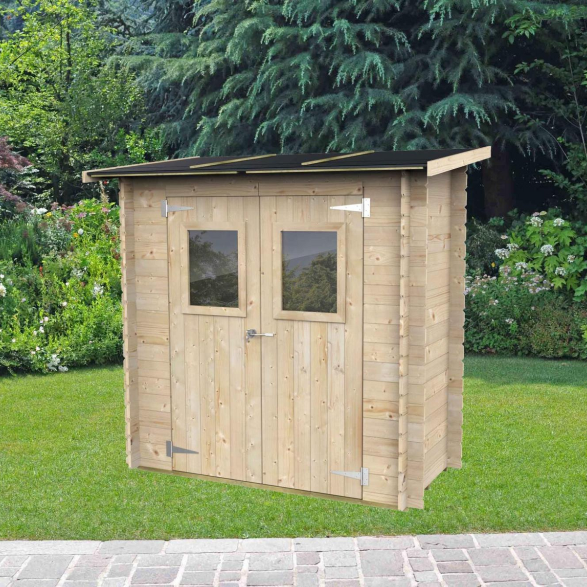 Casetta in legno da giardino "Hobby" monofalda cm 198x98 197h porta doppia finestrata