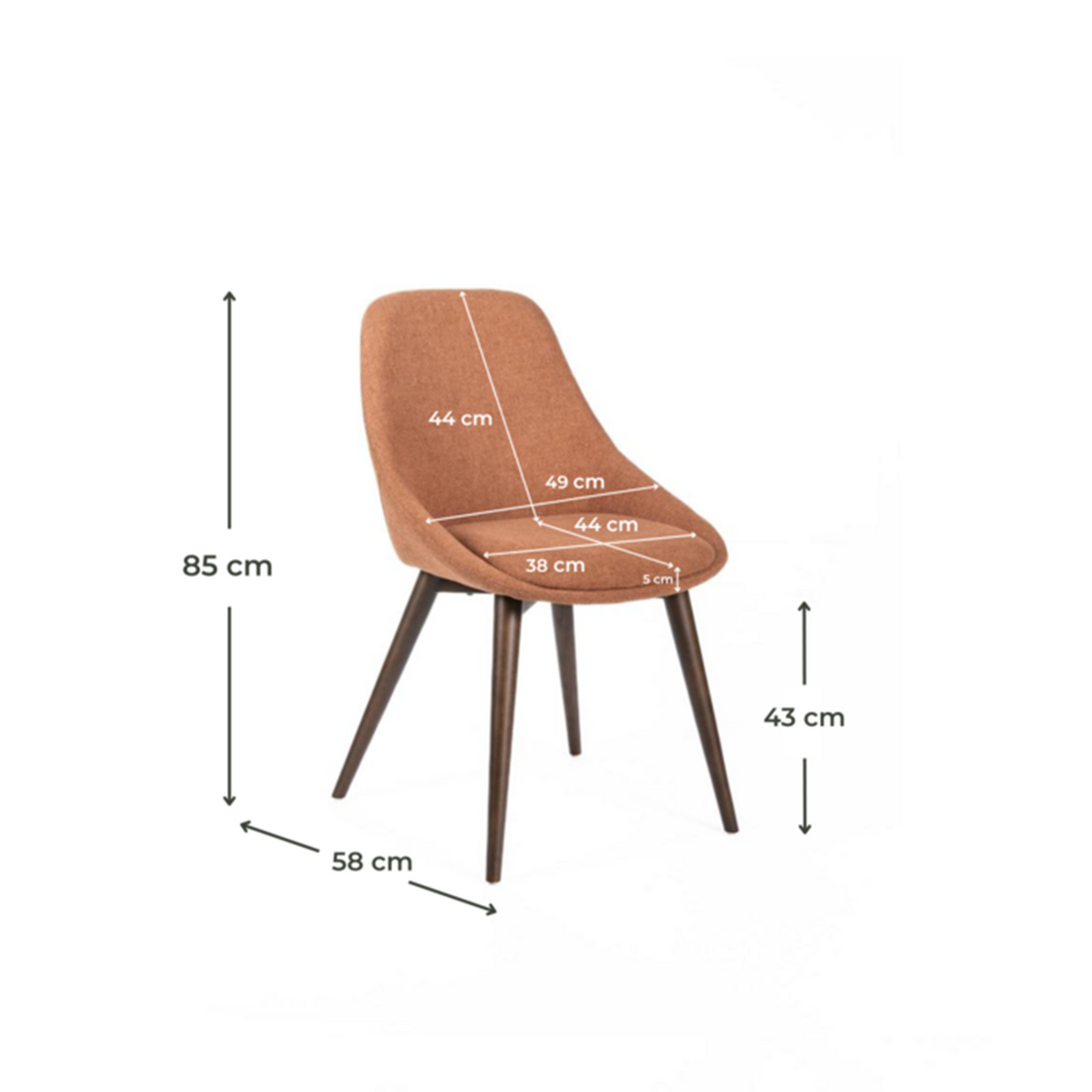 Set di sedie moderne da pranzo in tessuto "Zaira" struttura in legno cm 49x58 85h