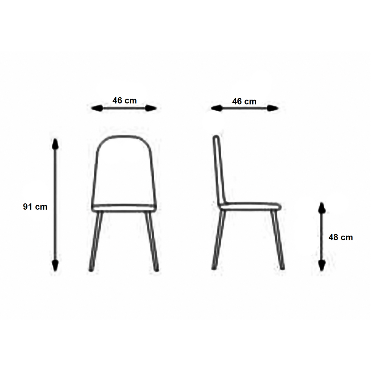 Set 4 sedie imbottite "Edera" poltrone moderne in tessuto cm 46x46 91h