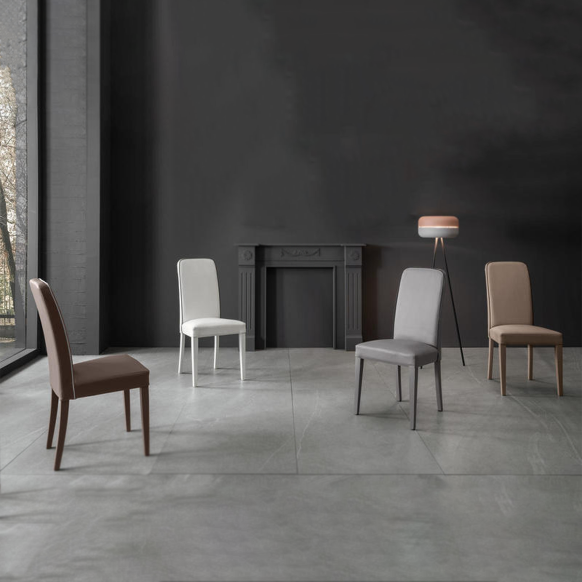Set di sedie imbottite da soggiorno "Gardenia" moderne in similpelle cm 46x59 99h