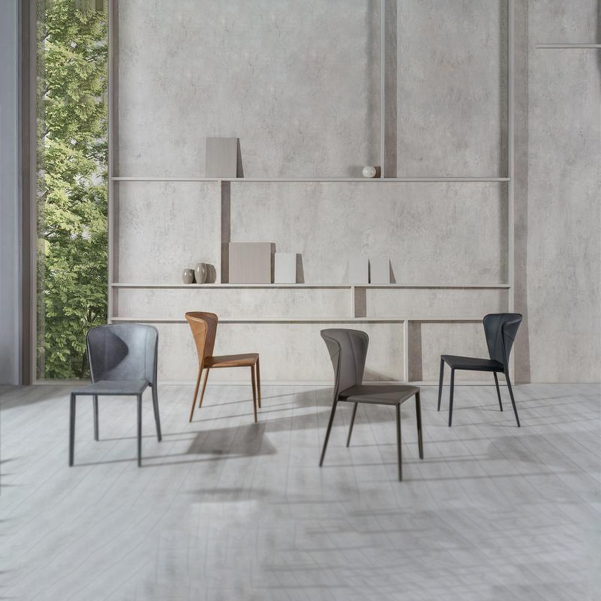 Set di sedie moderne in similcuoio "Glicine" da soggiorno eleganti cm 56x49 82h