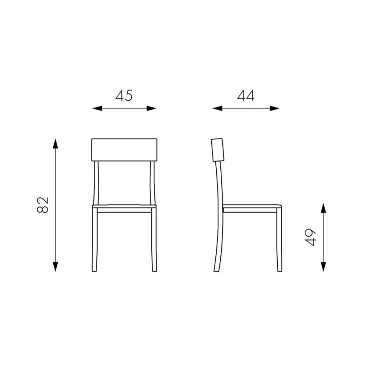 Set di sedie da soggiorno "Siena" in legno laccato imbottite moderne cm 44x45 82h
