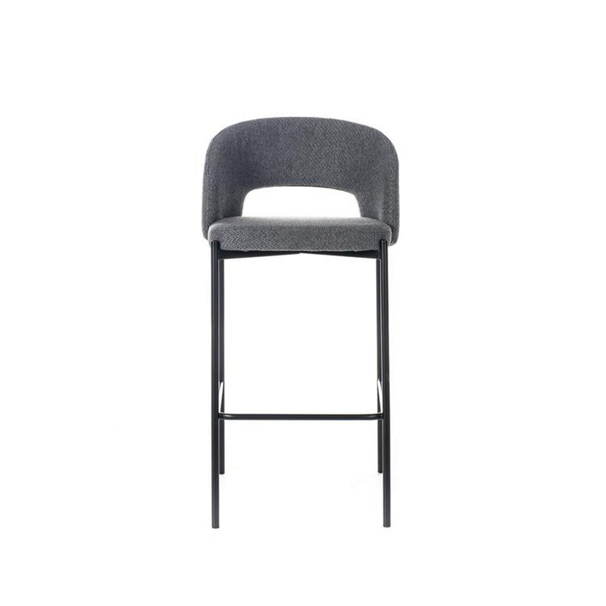 Set di sgabelli alti "Alan" in tessuto imbottiti con poggiapiedi cm 52x50 98h