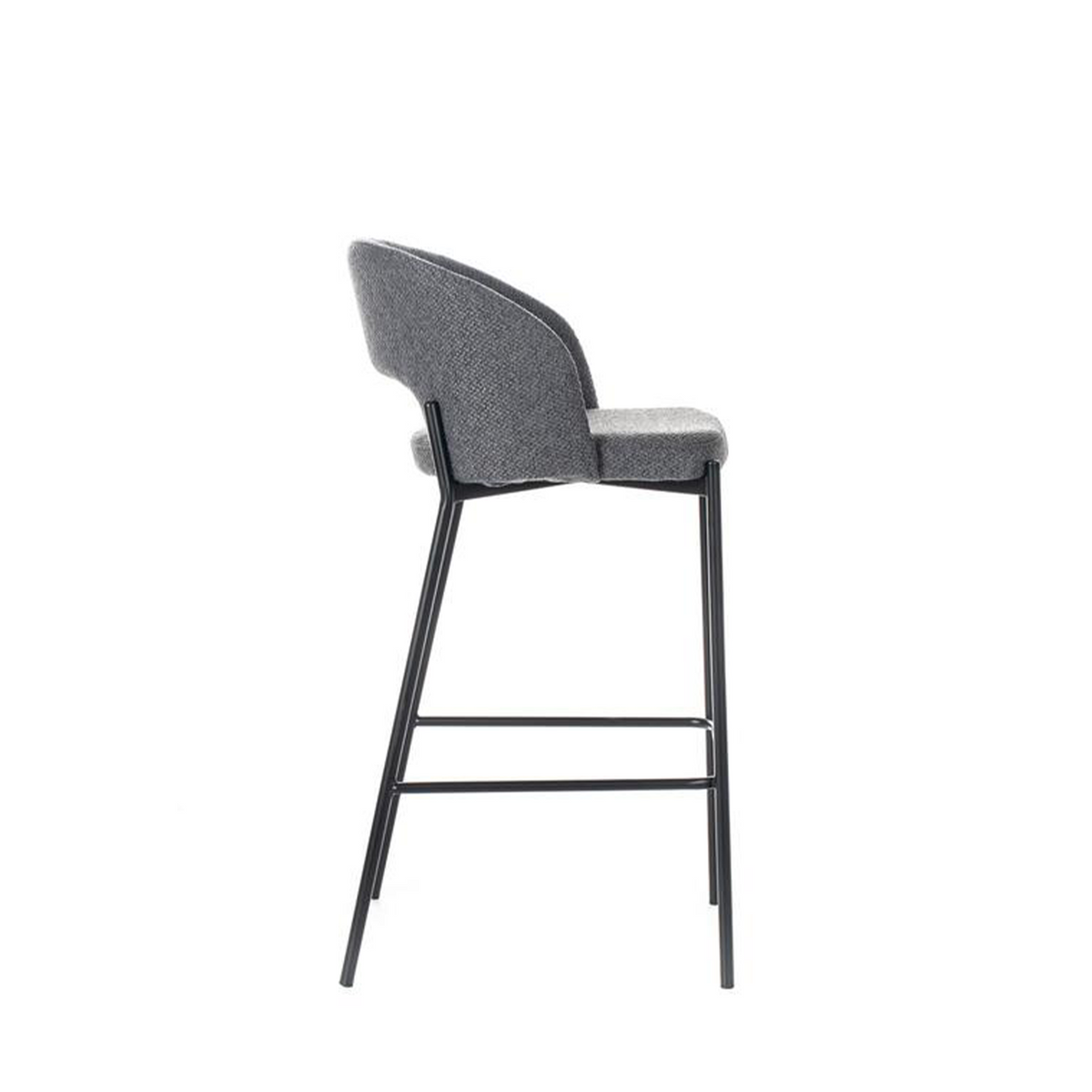 Set di sgabelli alti "Alan" in tessuto imbottiti con poggiapiedi cm 52x50 98h