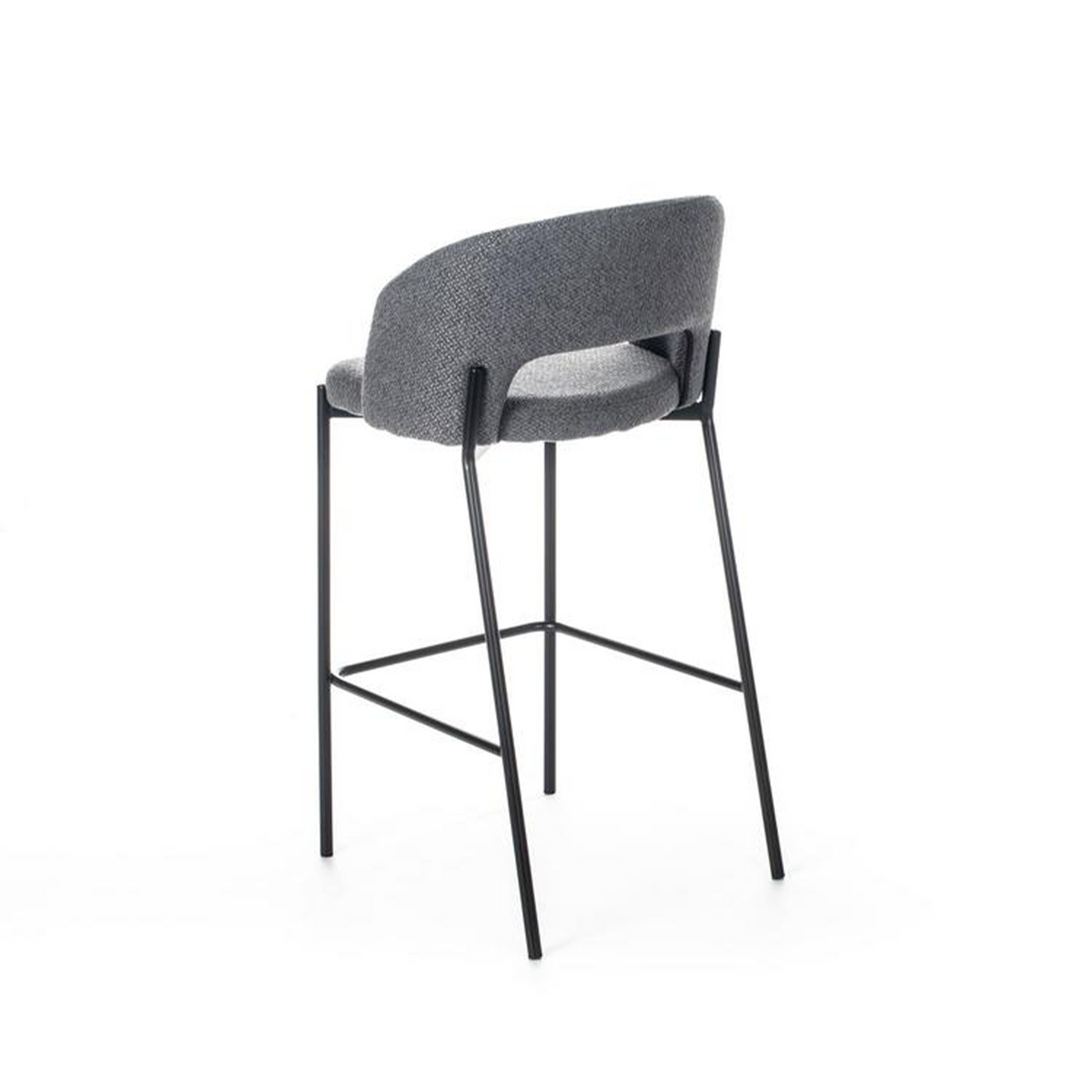 Set di sgabelli alti "Alan" in tessuto imbottiti con poggiapiedi cm 52x50 98h