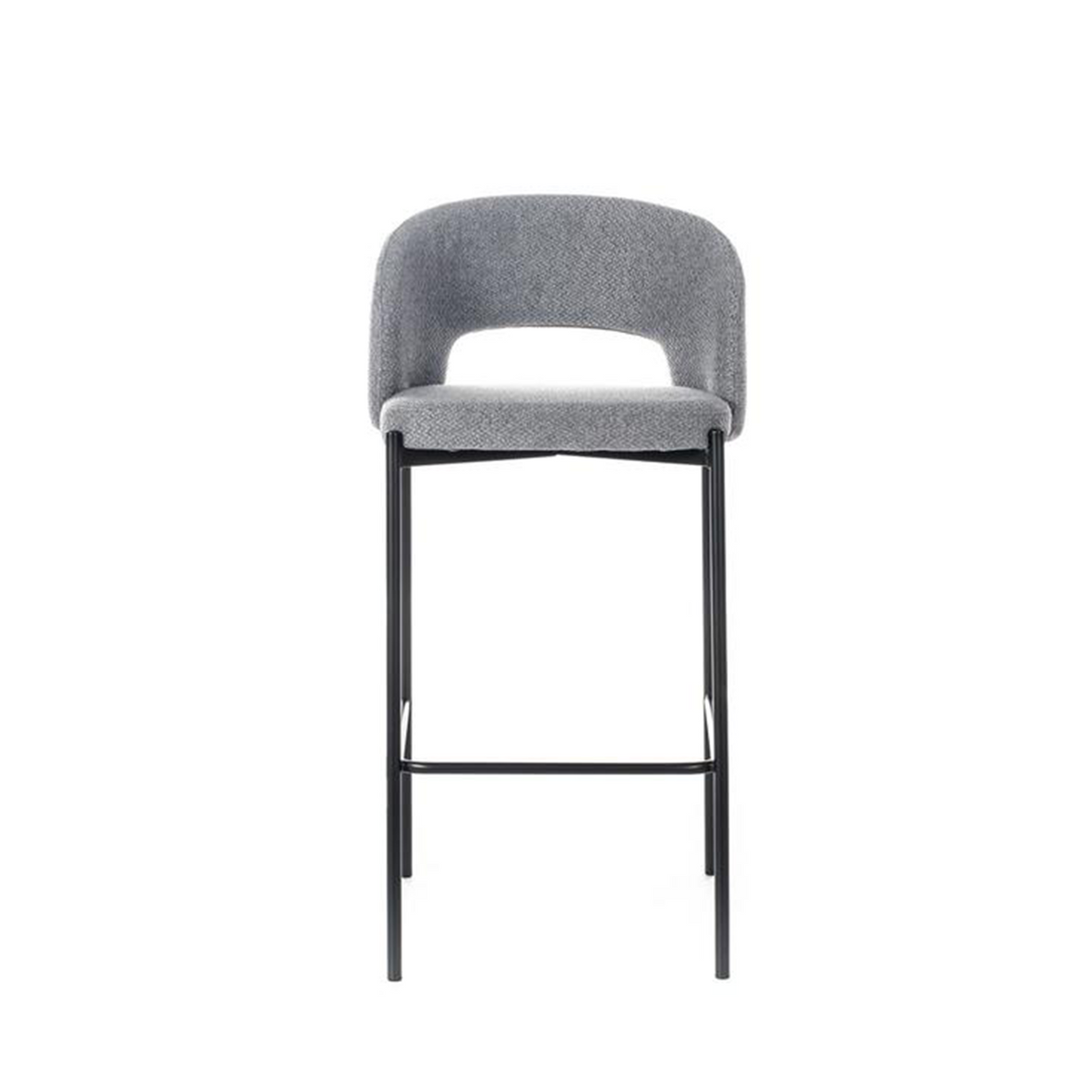 Set di sgabelli alti "Alan" in tessuto imbottiti con poggiapiedi cm 52x50 98h