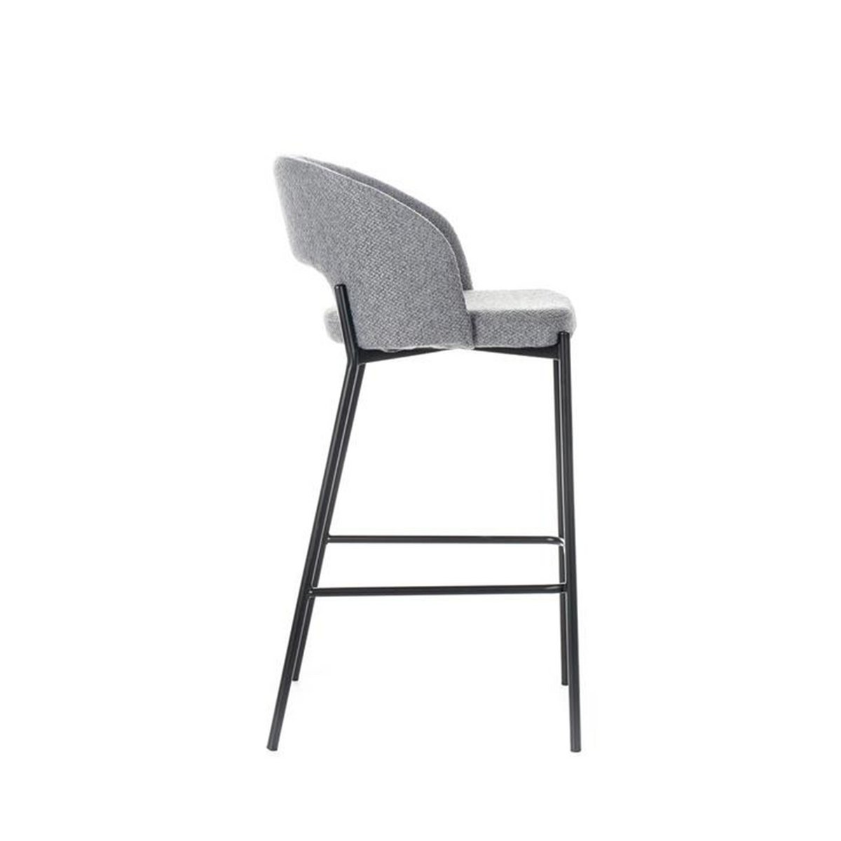 Set di sgabelli alti "Alan" in tessuto imbottiti con poggiapiedi cm 52x50 98h