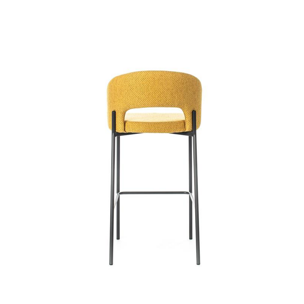 Set di sgabelli alti "Alan" in tessuto imbottiti con poggiapiedi cm 52x50 98h