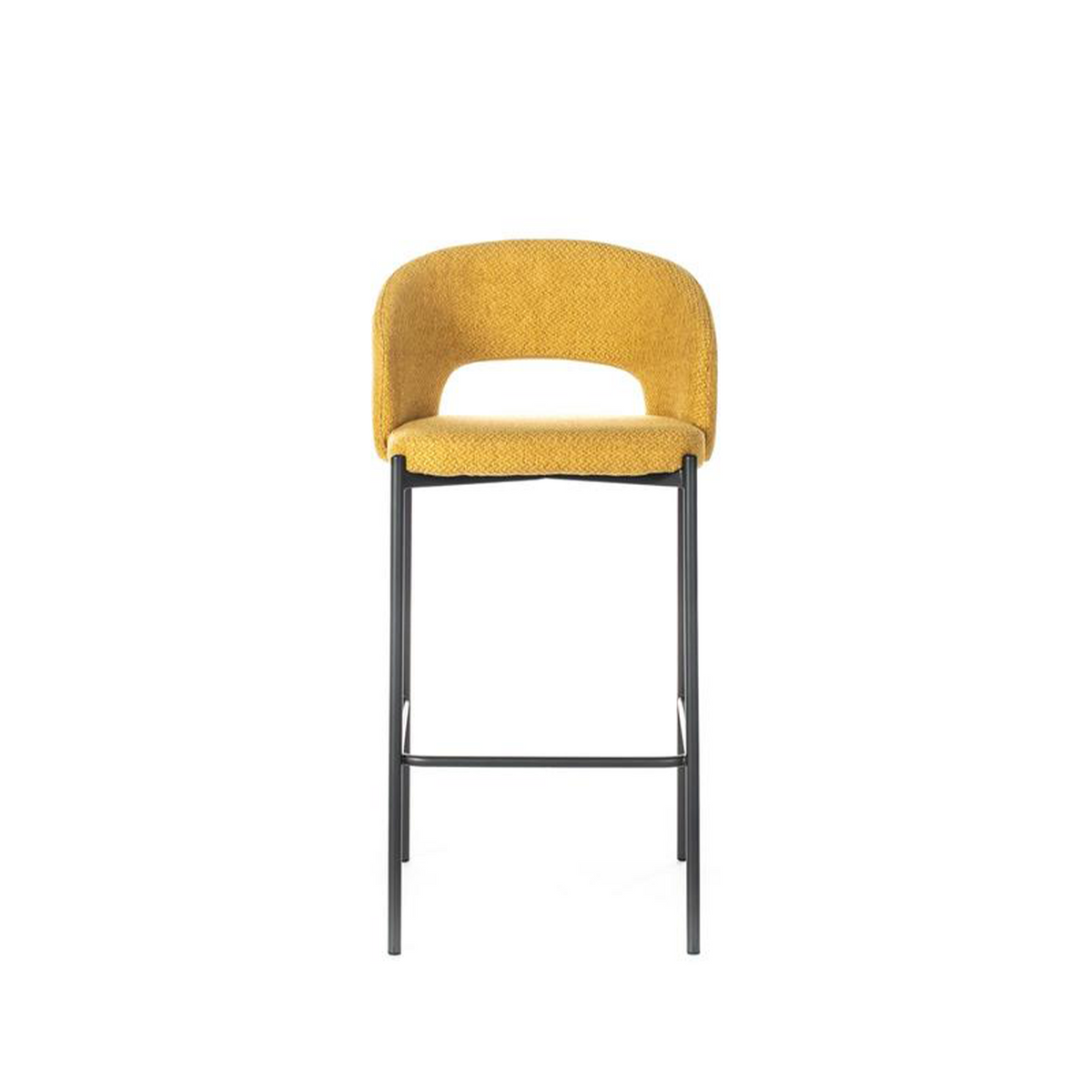 Set di sgabelli alti "Alan" in tessuto imbottiti con poggiapiedi cm 52x50 98h