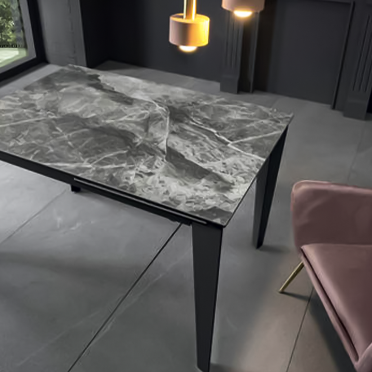 Tavolo moderno allungabile "Fast" con piano in ceramica su vetro temperato