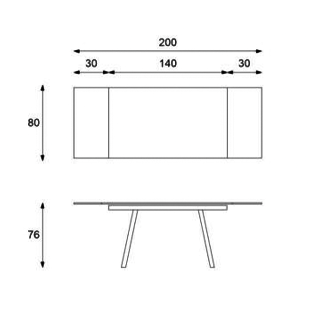 Tavolo allungabile "Zante" piano in pietra effetto marmo cm 200x80 76h