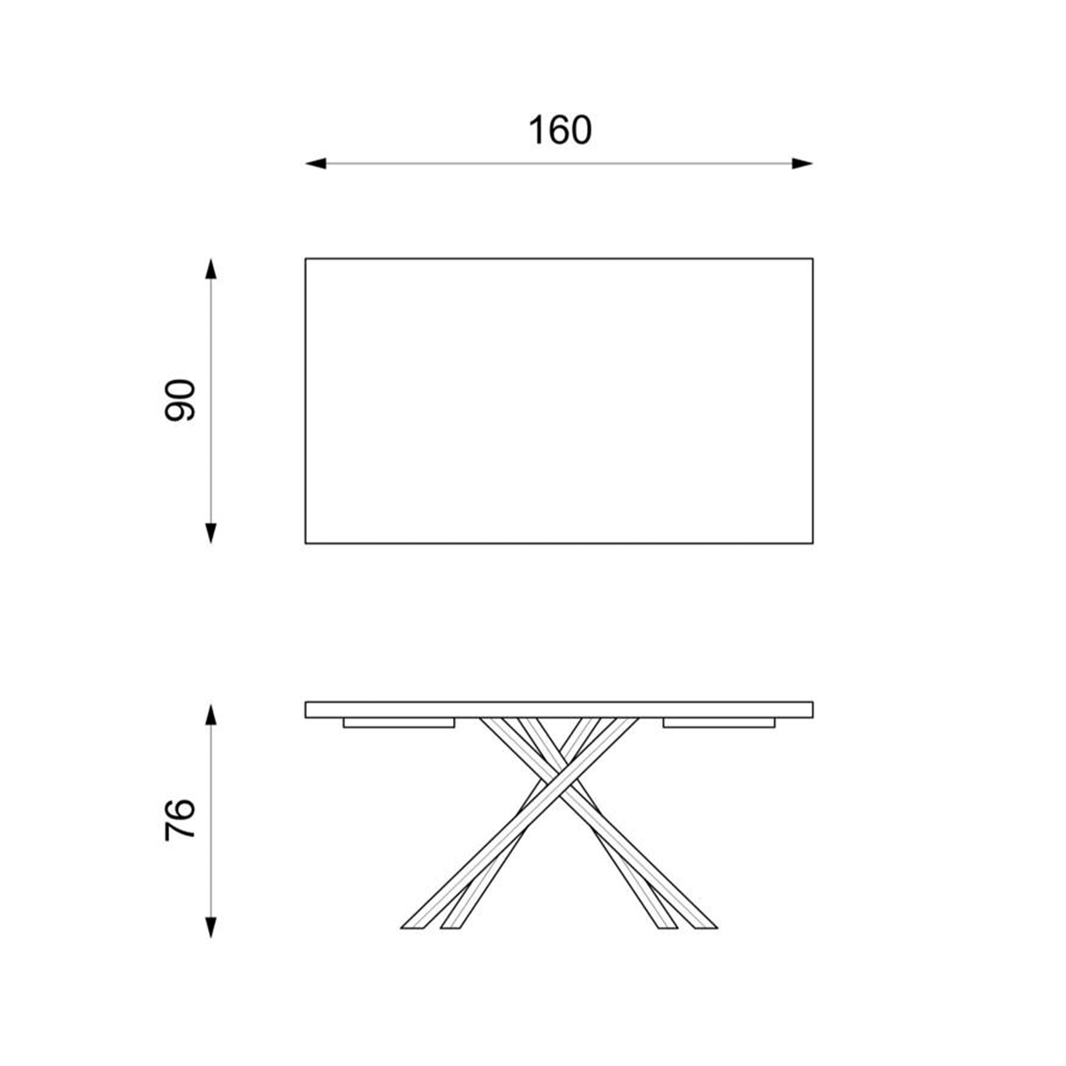 Tavolo fisso piano in legno "Théodore" e gambe in metallo cm 160x90 76h