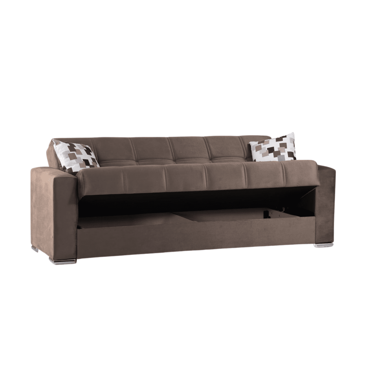 Divano letto 3 posti contenitore "Alba" in tessuto con piedi cromati cm 226x85 92h - MondoViro