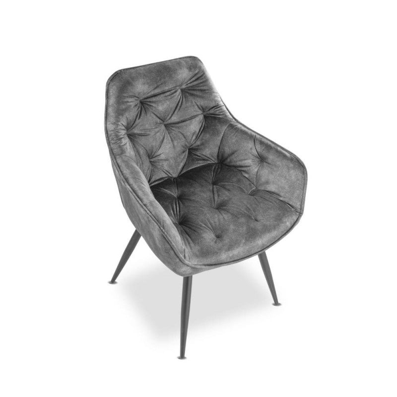 Set di sedie da pranzo "Senna" imbottite in velluto con gambe in metallo nere cm 59x60 86h - MondoViro