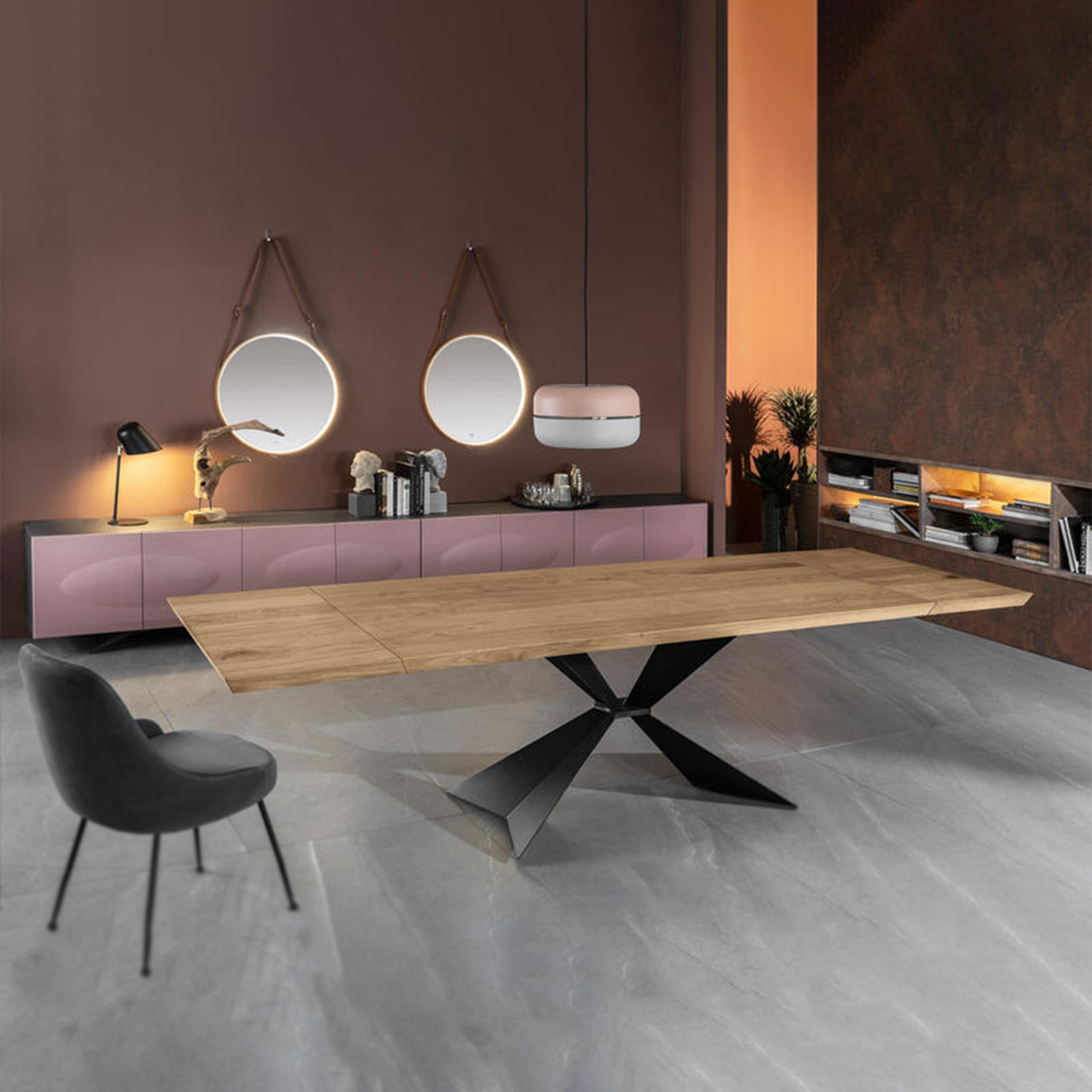 Tavolo fisso piano in legno "Nilo" gambe in metallo cm 160x90 76h