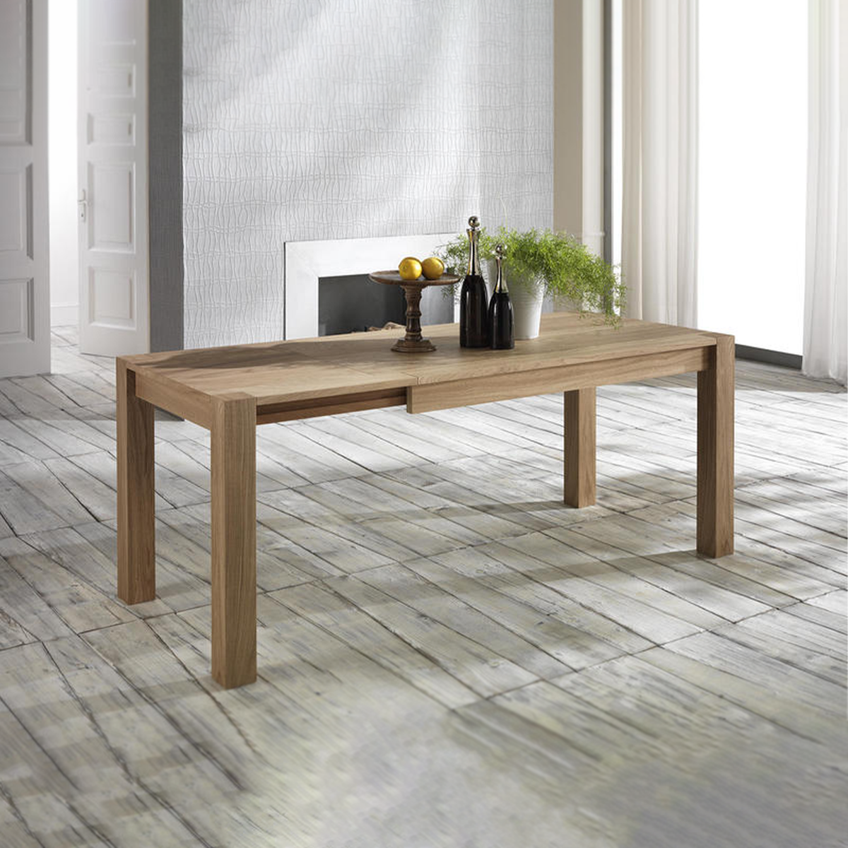 Tavolo allungabile "Spike" piano e gambe in legno 6 posti cm 140/190x80 75h