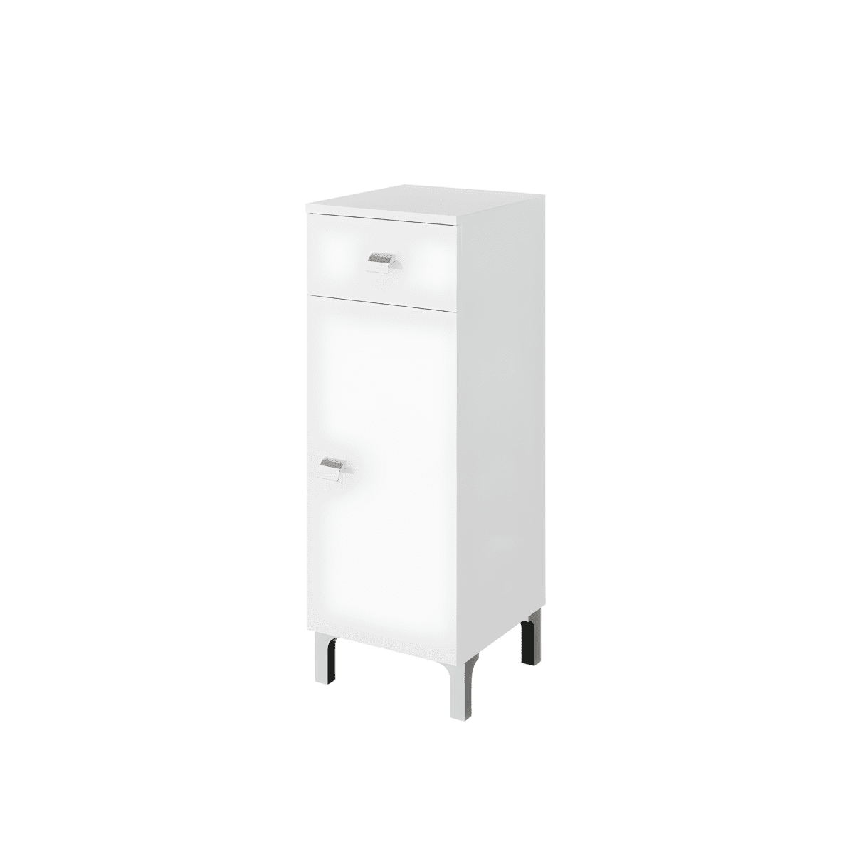 Mobili bagno "Kiro" in nobilitato con finitura bianco lucido , lavabo in ceramica da incasso e specchio - MondoViro