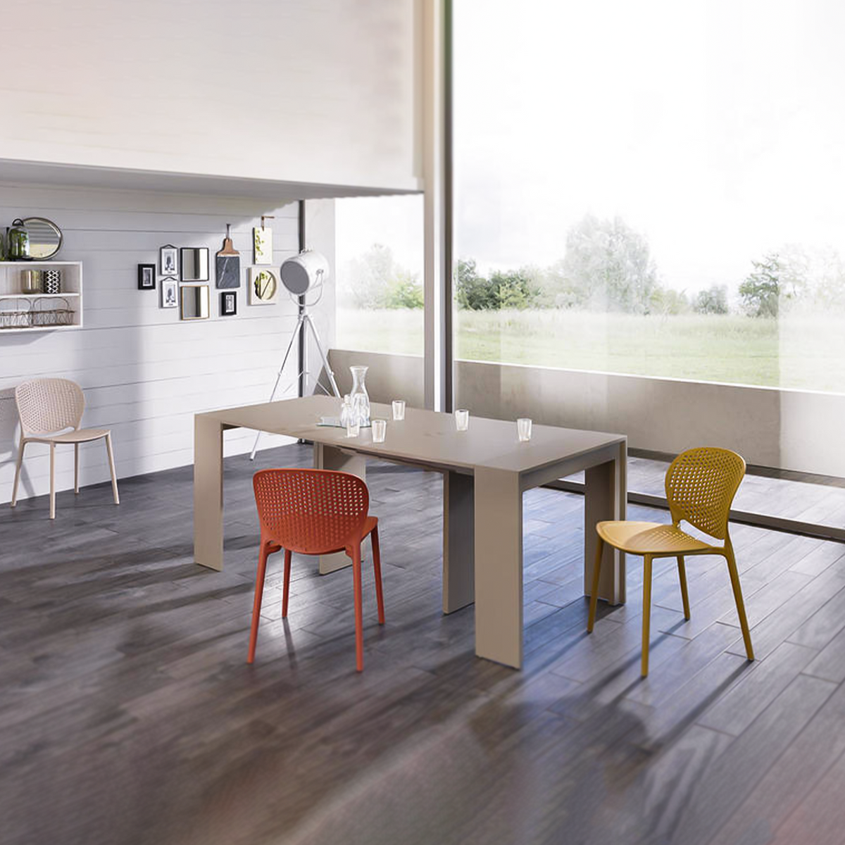 Tavolo allungabile consolle "Pinocchio" in legno laccato 10 posti cm 43/302x90 76h