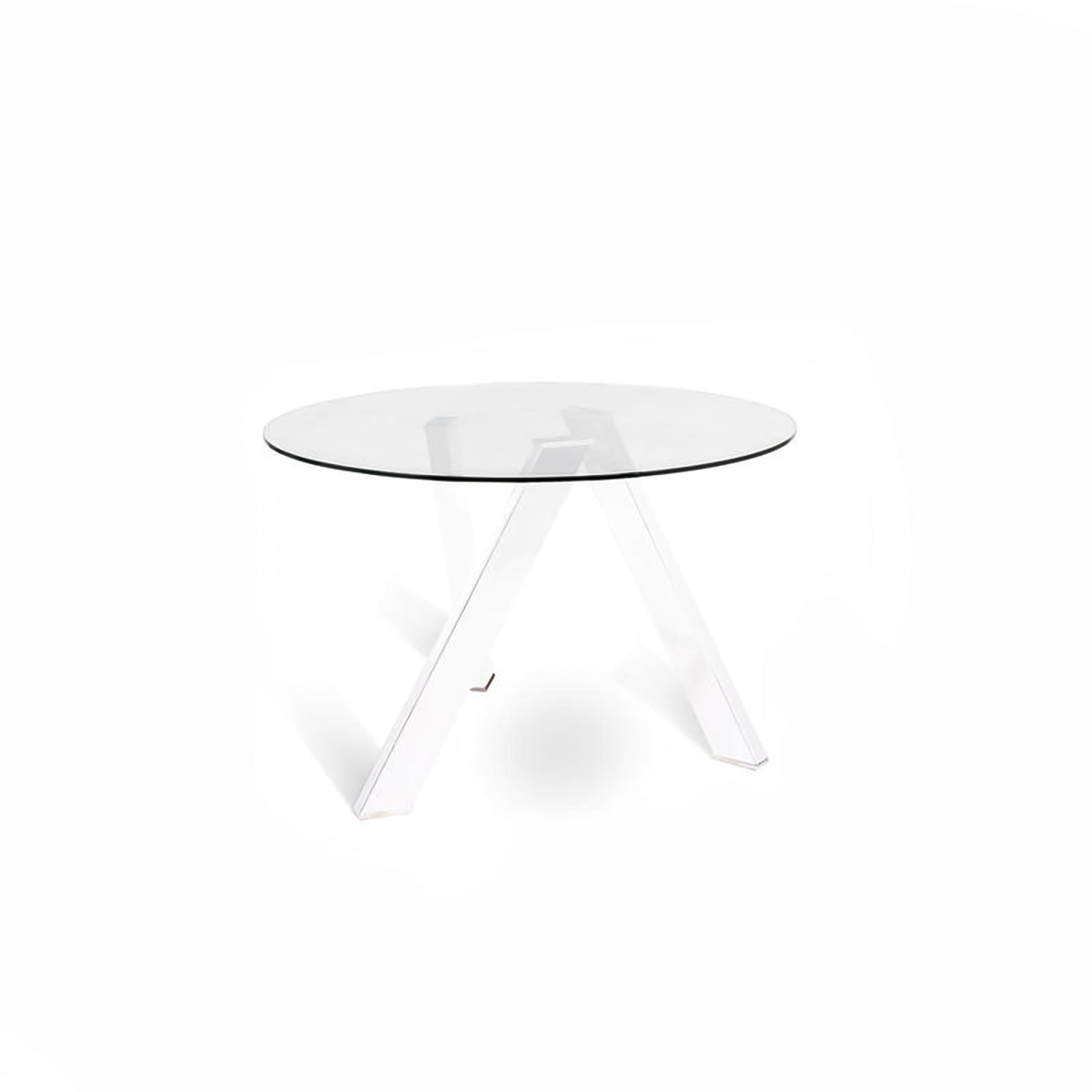 Tavolo moderno da pranzo tondo "Idahol" in vetro temperato cm 120x120 75h