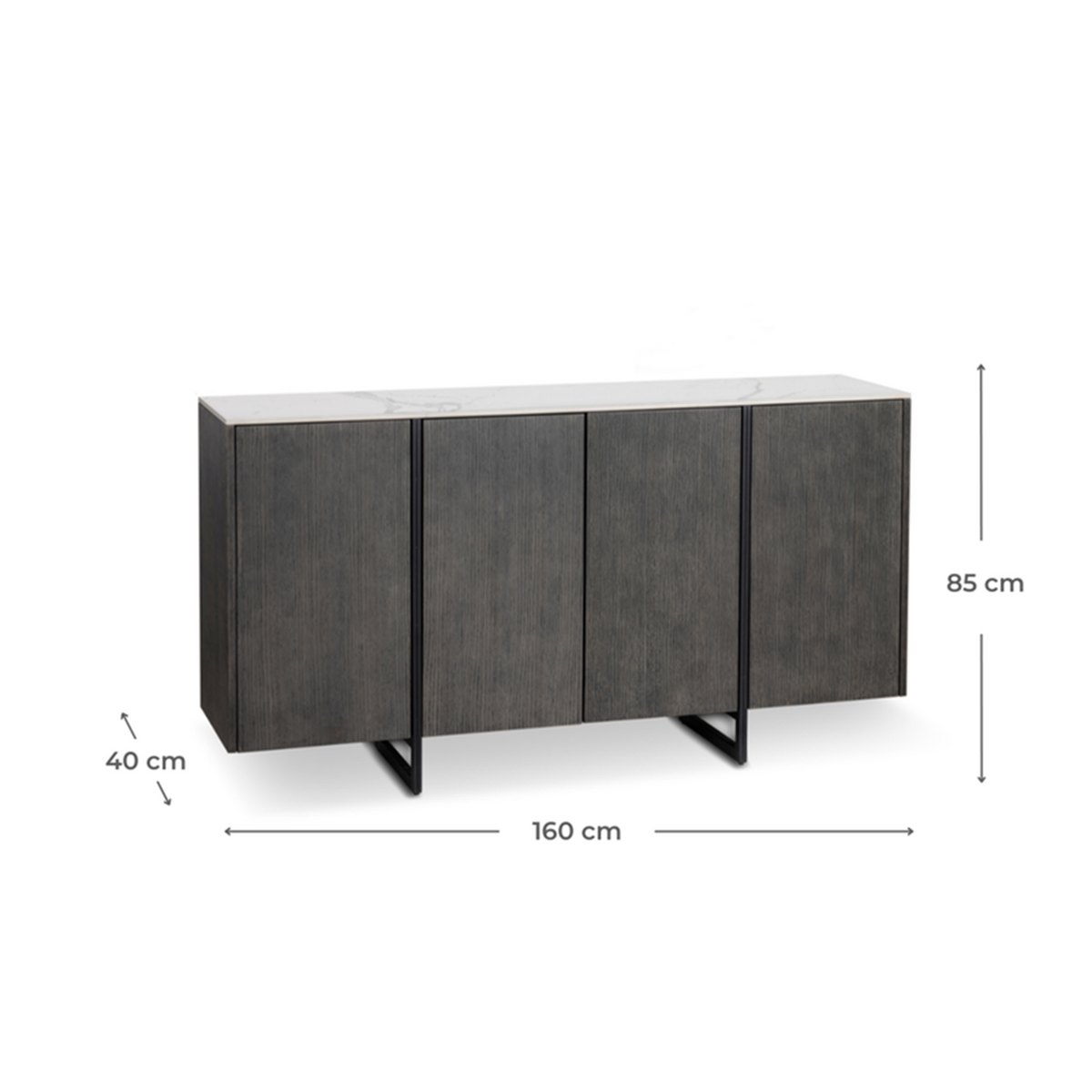Madia in legno "Alpha" con piano in ceramica 4 ante cm 160x40 85h