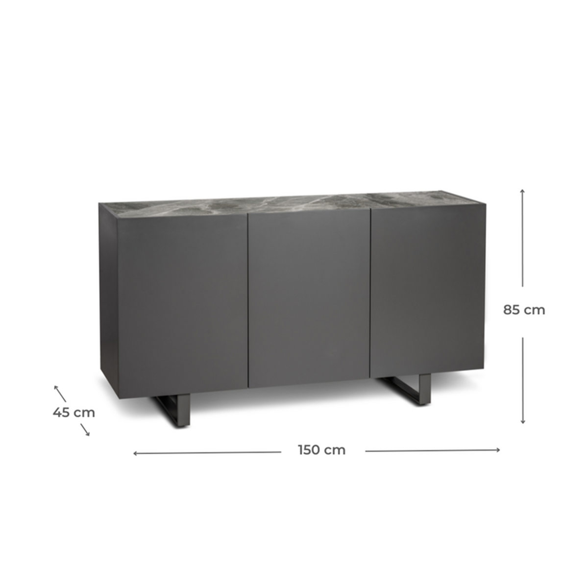 Madia da soggiorno "Adrien" piano in ceramica 3 ante cm 150x45 85h