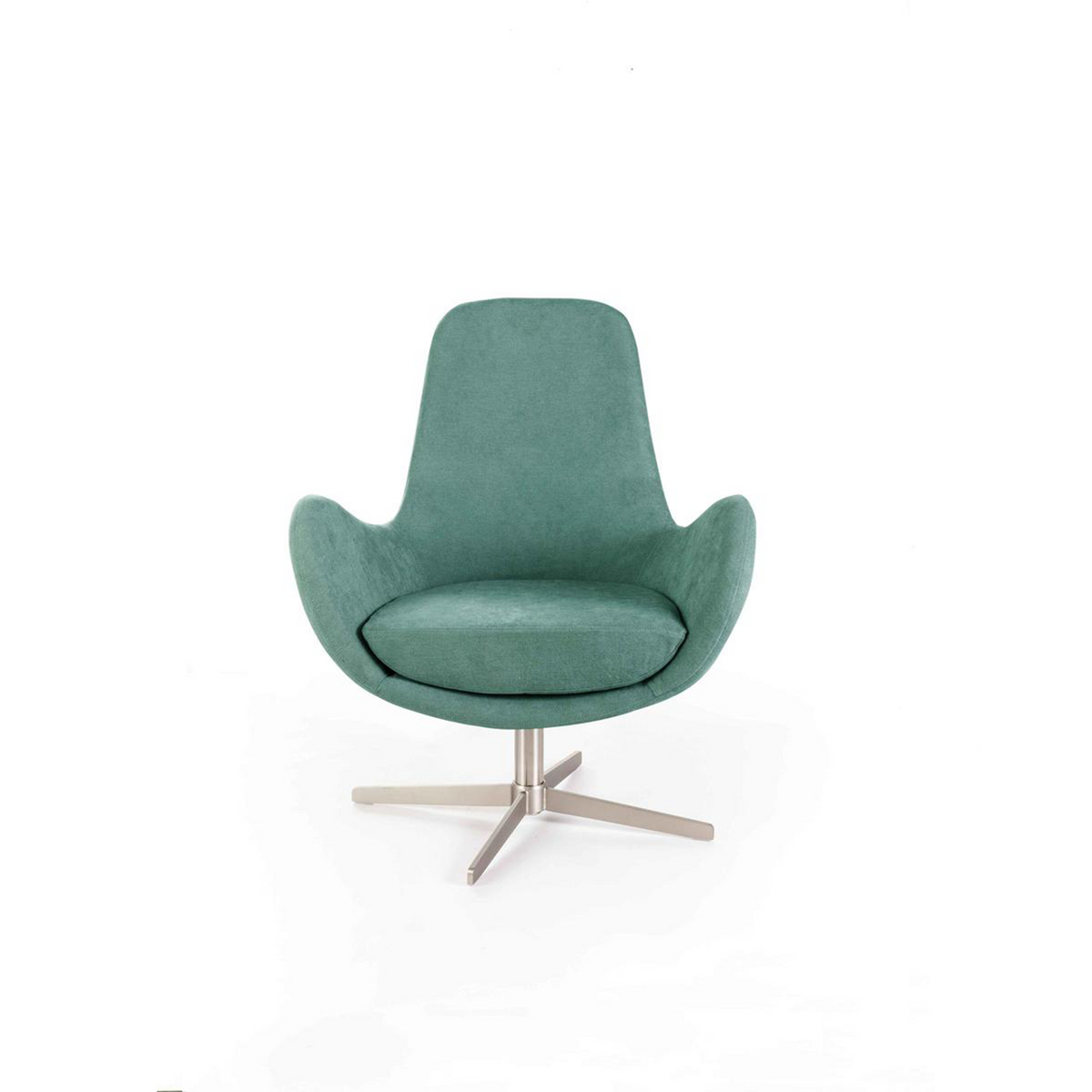 Poltrona moderna girevole "Orpea" in tessuto con base cromata cm 72x64 85h