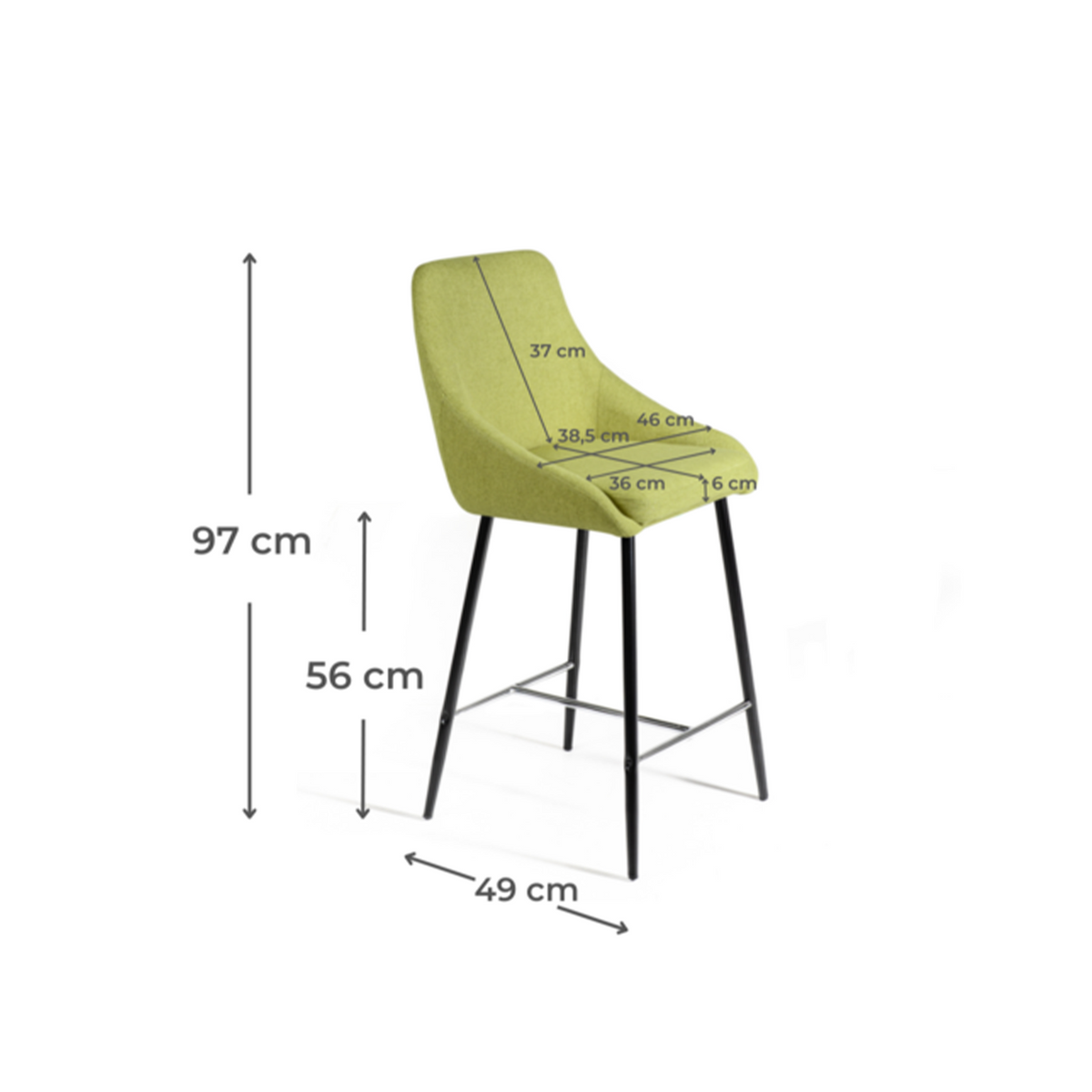 Set di sgabelli alti in tessuto poggiapiedi in metallo "Petit" cm 46x49 97h