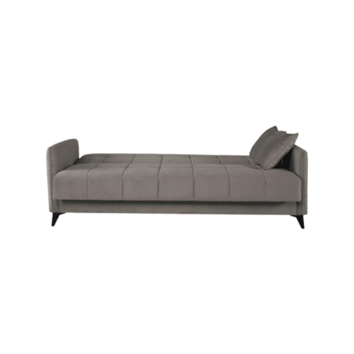 Divano letto a 3 posti contenitore "Santi Bacos" in velluto con 2 cuscini cm 211x92 98h - MondoViro
