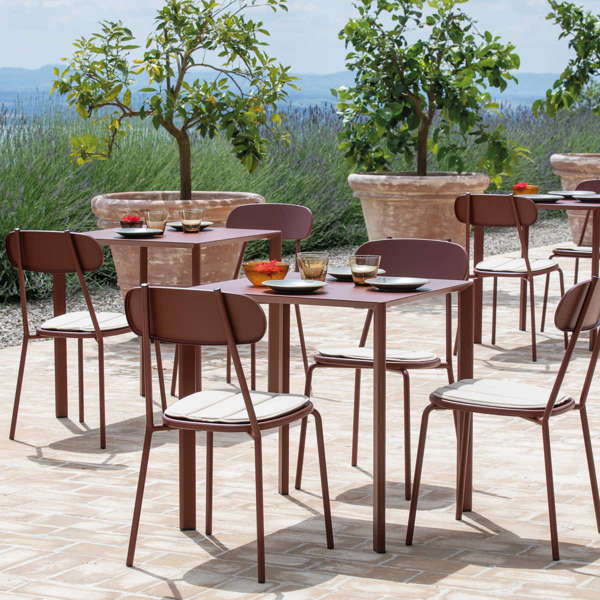 Tavolo quadrato in metallo "Fox1" per giardino impilabile cm 80x80 75h