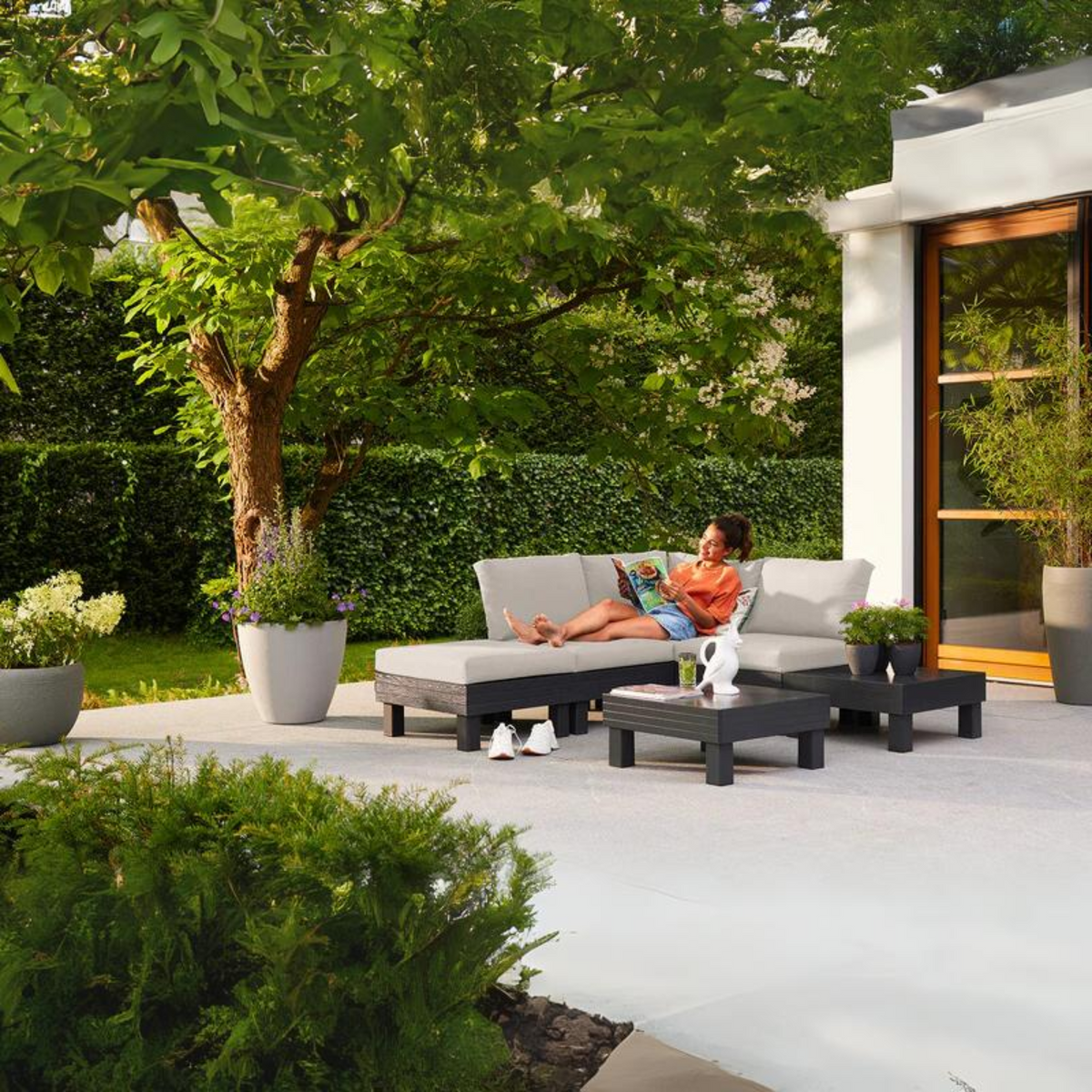 Set da giardino 5 posti "Elements" divano 2 poltrone e 1 tavolino modulare