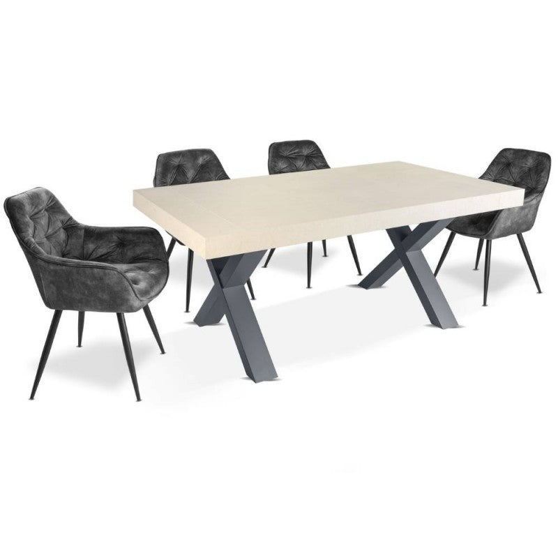 Set di sedie da pranzo "Senna" imbottite in velluto con gambe in metallo nere cm 59x60 86h - MondoViro