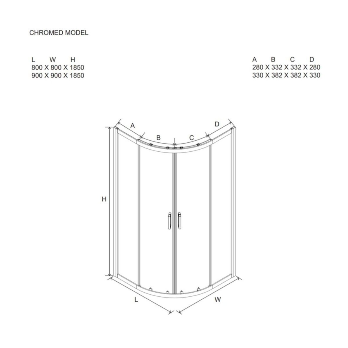Box doccia semicircolare "Genova" con 2 ante scorrevoli in vetro temperato h 185 cm - MondoViro