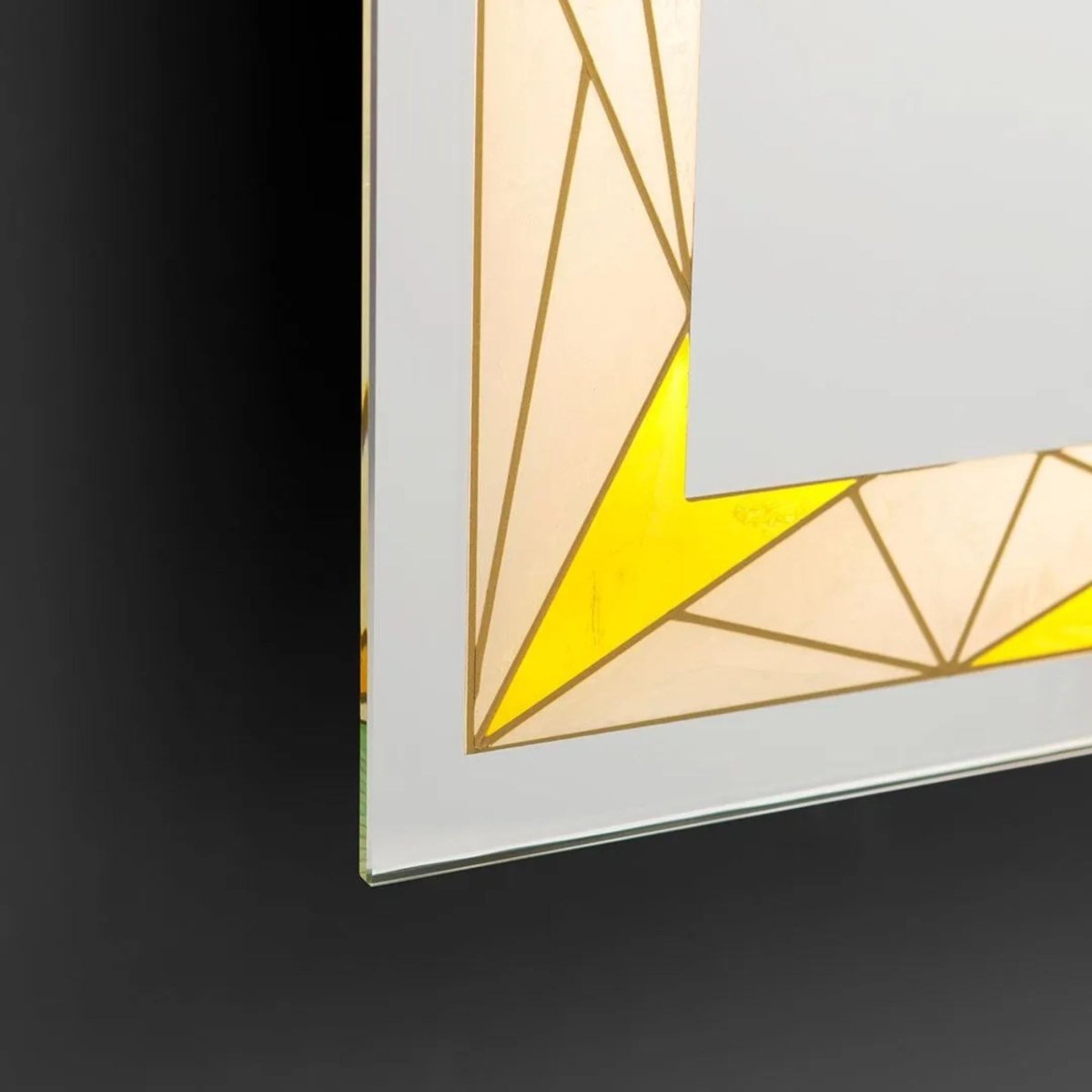 Specchio a led da parete "Mosaic" touch con inserti satinati e colorati - MondoViro