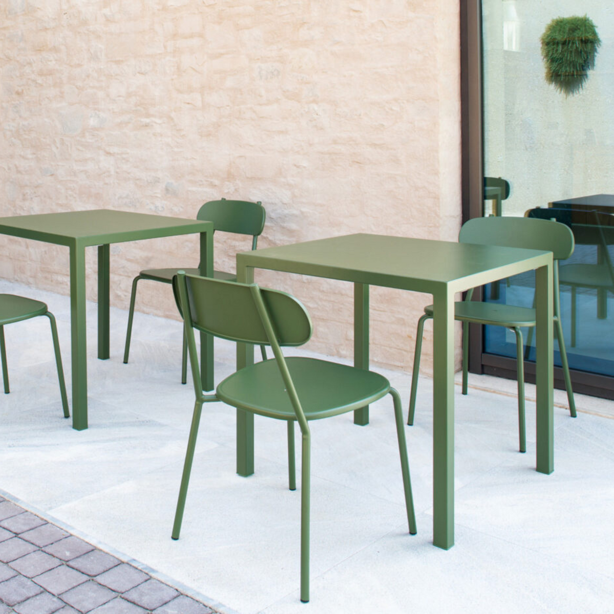 Tavolo quadrato in metallo "Fox1" per giardino impilabile cm 80x80 75h