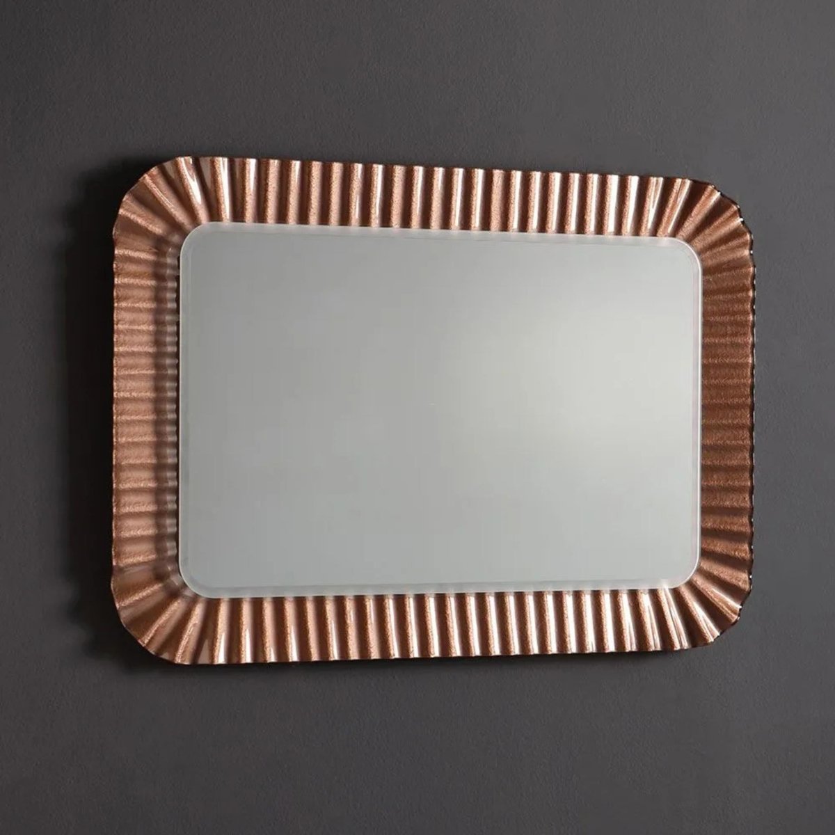 Specchio led rettangolare "Redding" con cornice in vetro fuso reversibile cm 94x68 - MondoViro