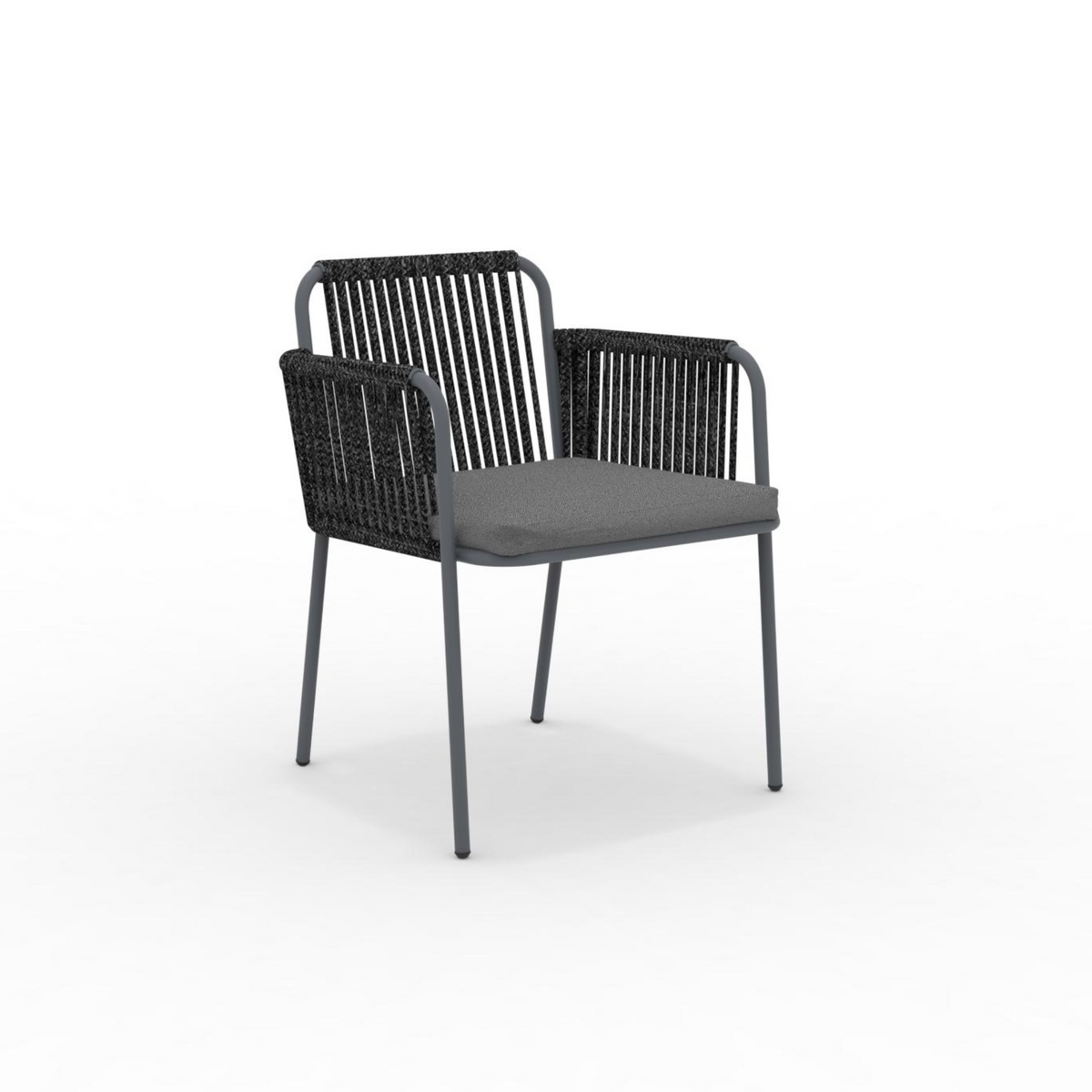 Set di 2 sedie lounge con cuscino e schienale in corda "Key West" impilabili