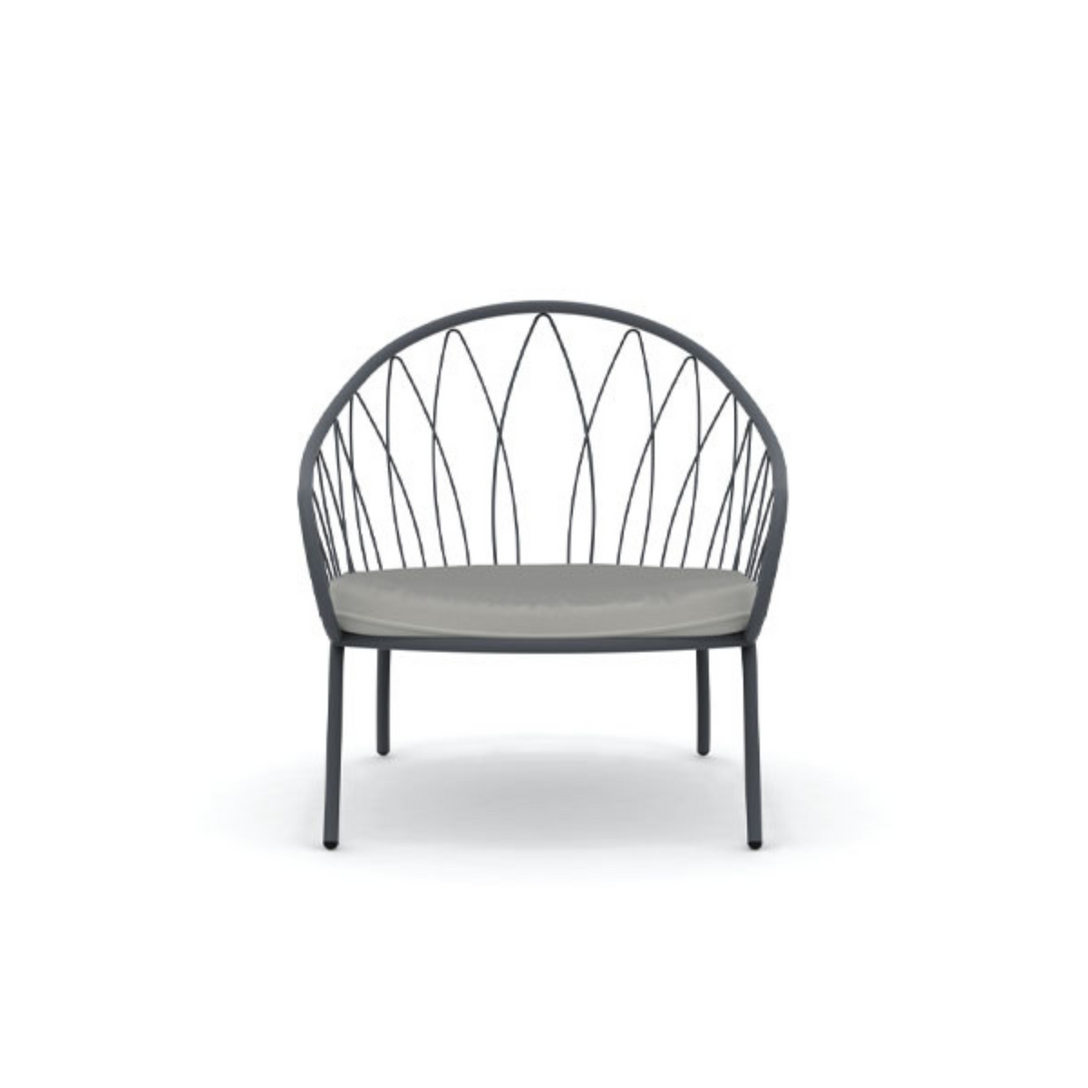 Poltrona bassa da giardino in metallo "Flora" sedia lounge impilabile cm 75x75 75h