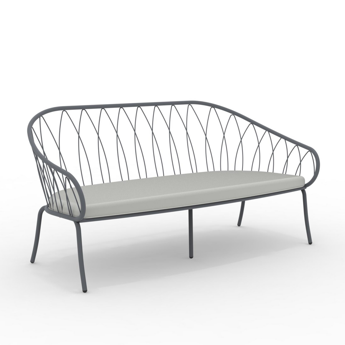 Divano da giardino in metallo "Flora" panca lounge impilabile cm 160x78 75h