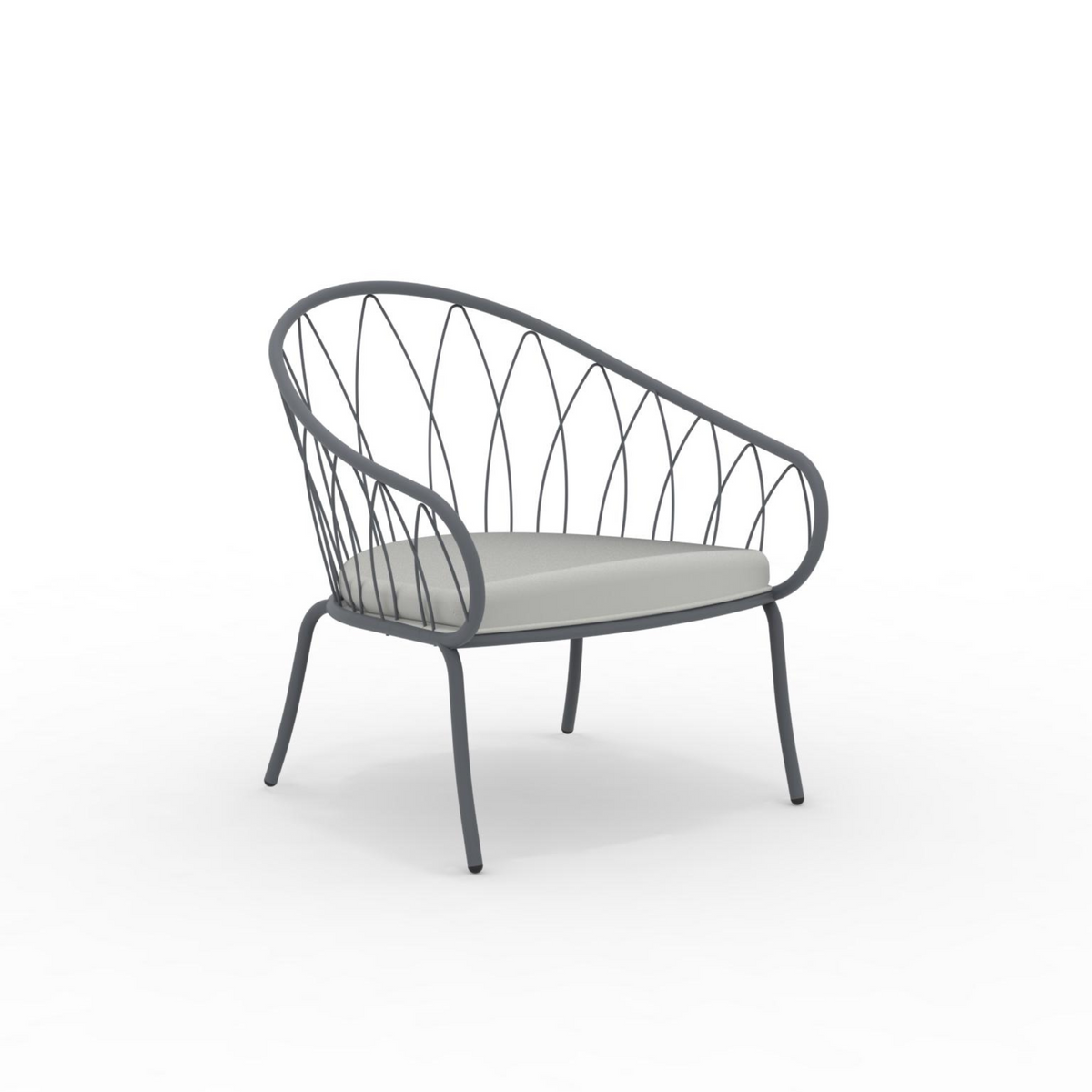 Poltrona bassa da giardino in metallo "Flora" sedia lounge impilabile cm 75x75 75h