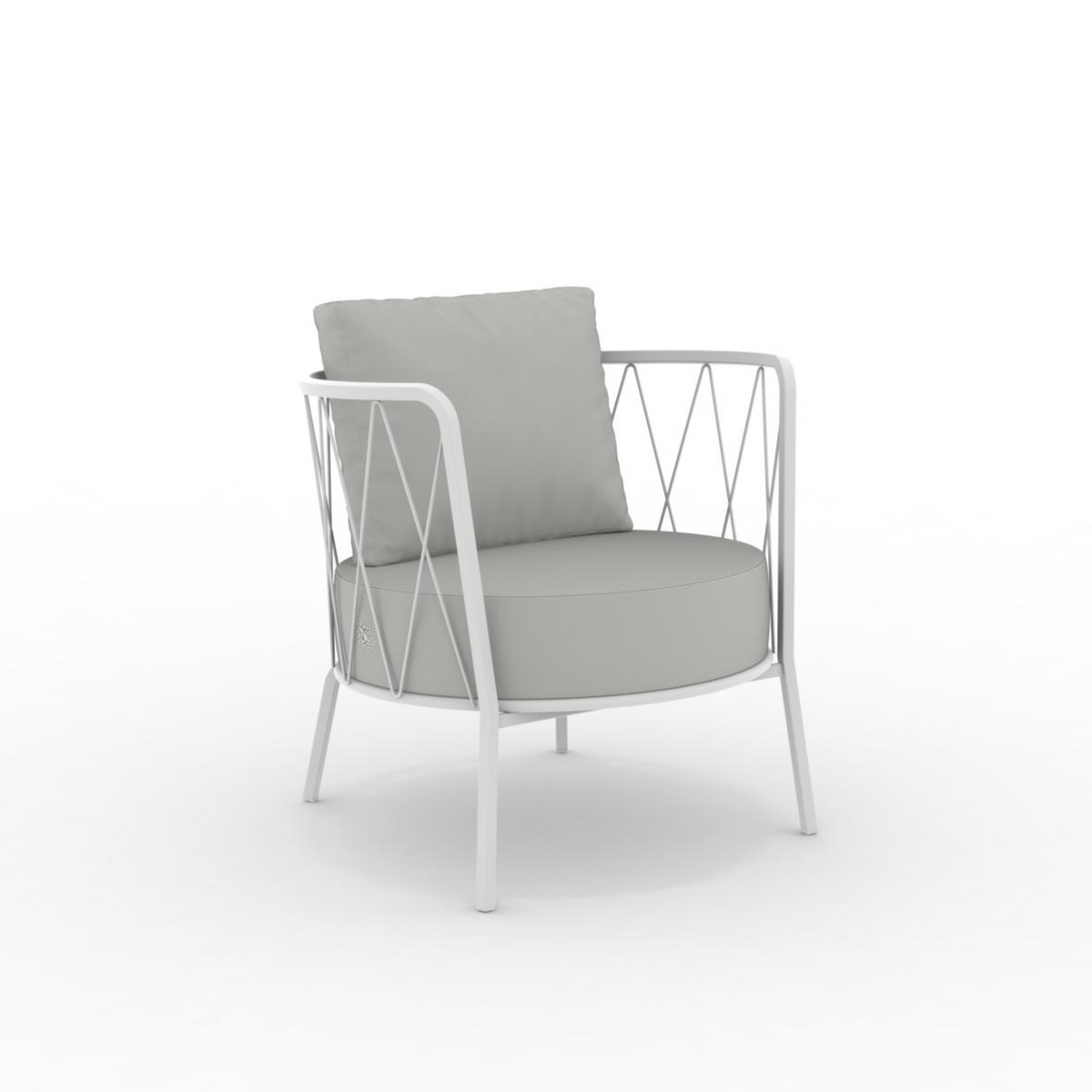 Poltrona bassa in metallo zincato "Daisy12" sedia lounge da giardino cm 73x73 71h