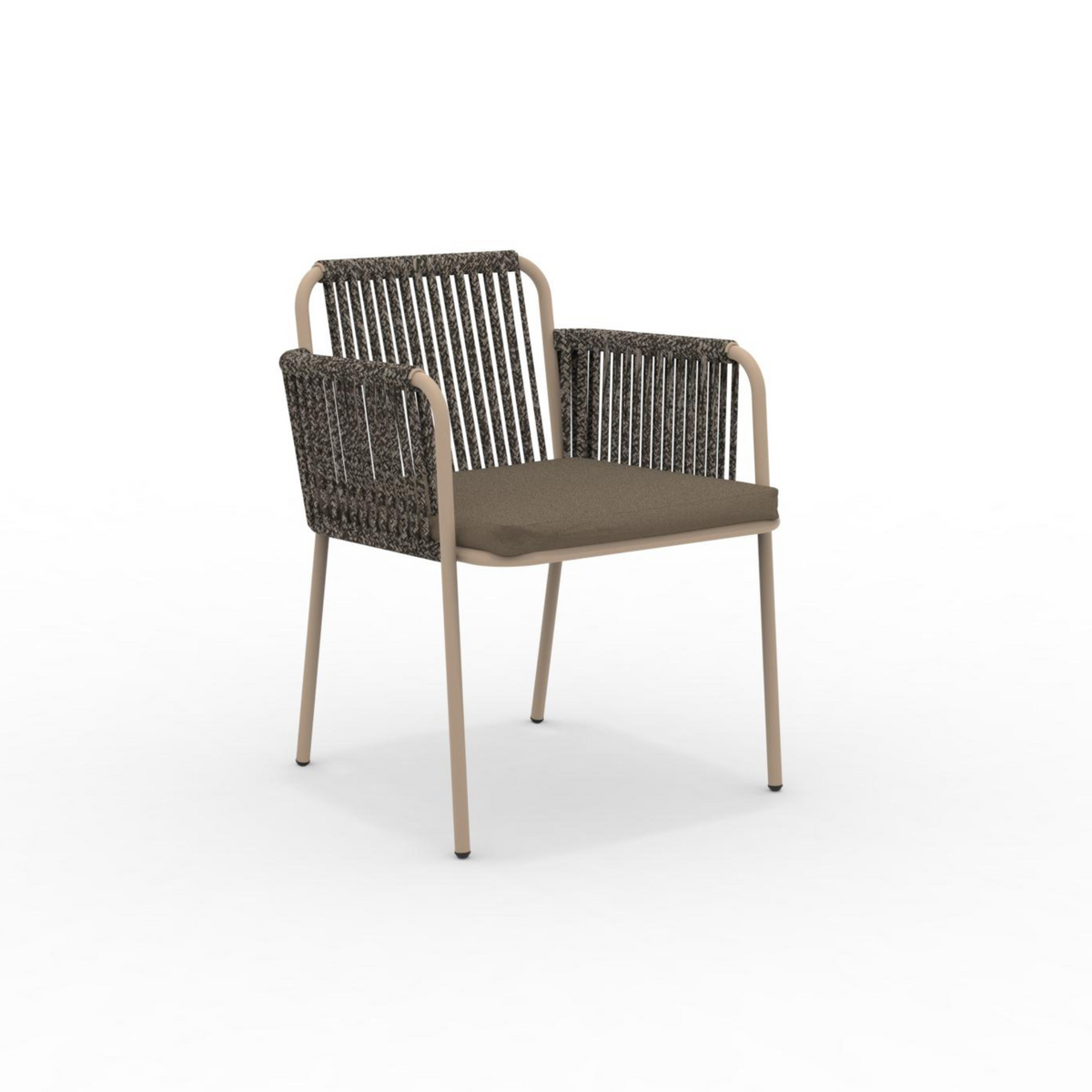 Set di 2 sedie lounge con cuscino e schienale in corda "Key West" impilabili