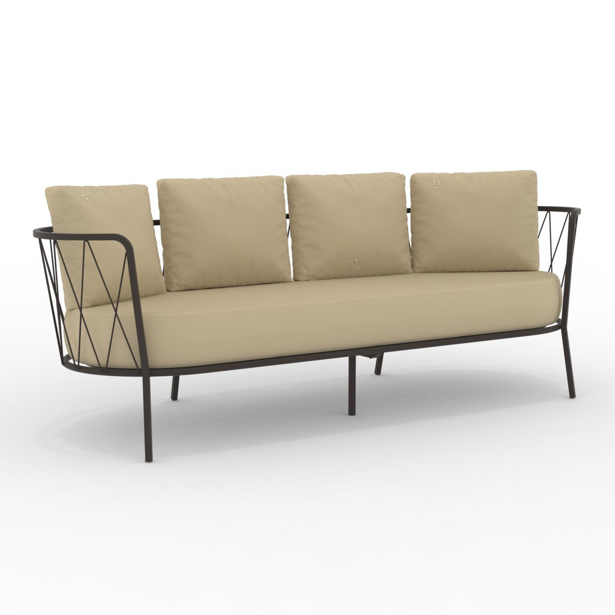 Divano 3 posti in metallo zincato "Daisy14" sofà lounge da giardino cm 220x80 71h