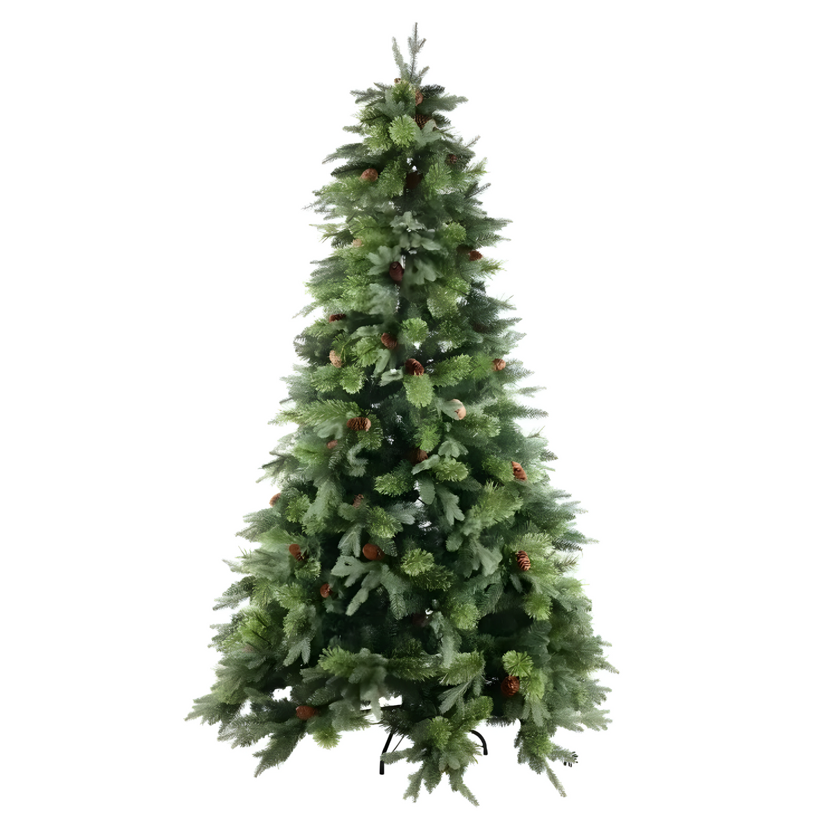 Albero di Natale "Candle" in PE effetto real touch e PP effetto aghi di pino e pigne