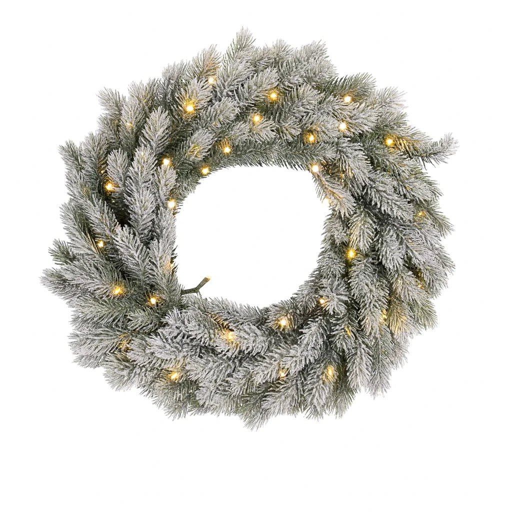Corona "Wreath" innevata in PE Effetto Real Touch Ø 50 cm con led integrati - MondoViro